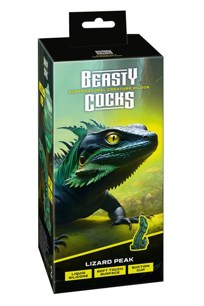 Gode lézard vert marbré en silicone Lizard Peak Beasty Cocks