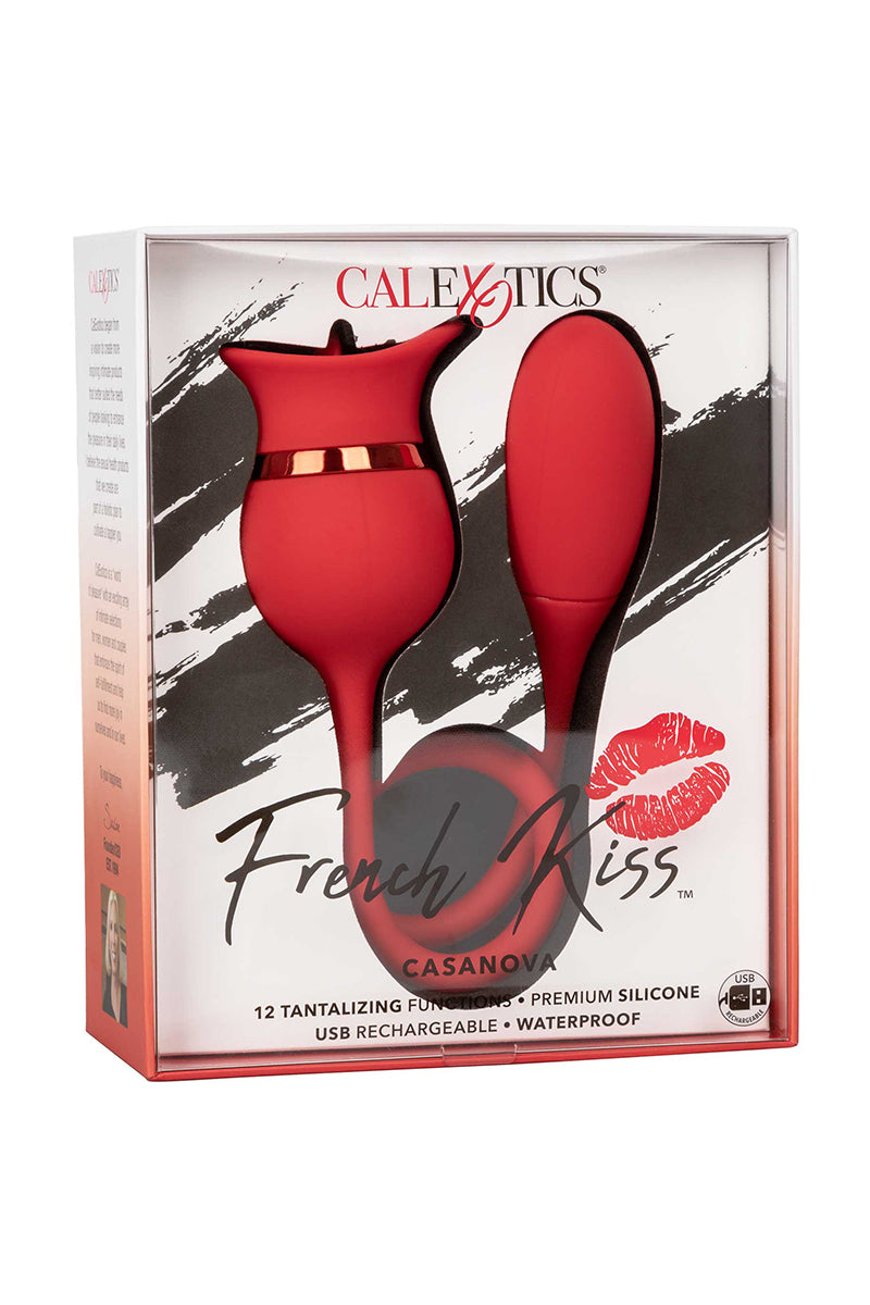 Double stimulateur French Kiss Casanova rechargeable USB – jouet intime étanche pour couple ou solo avec verrouillage voyage