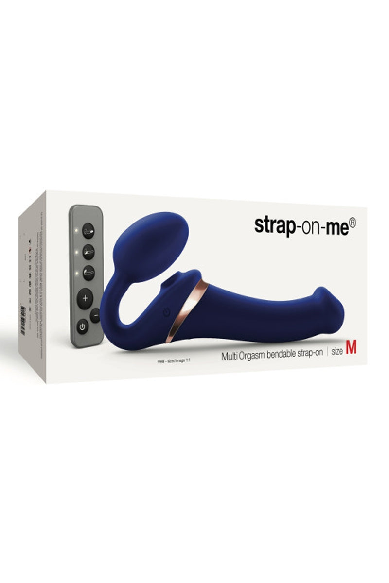 Gode-ceinture vibrant à langue Multi Orgasm bleu nuit Strap-on-Me