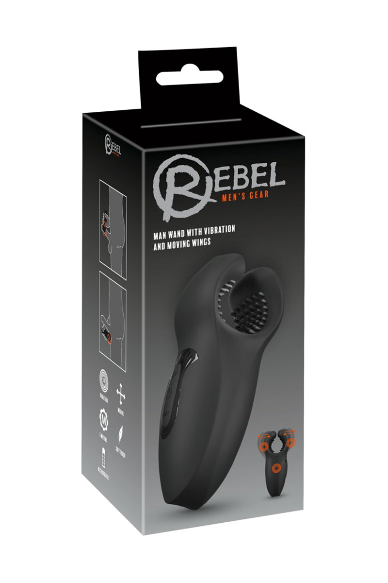 Masturbateur à ailettes vibrantes et picots Man Wand Rebel