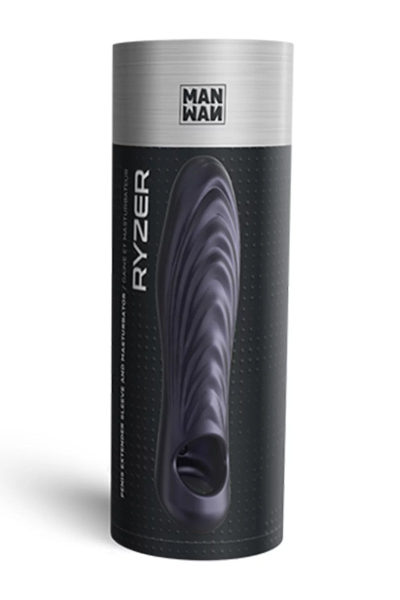 Gaine de pénis 3 en 1 silicone liquide Ryzer Black Plum Manwan
