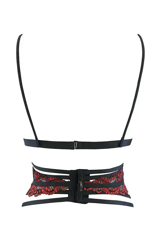 Soutien-gorge dentelle serre-taille V-10037 avec détails en dentelle rouge, à l'arrière, collection Axami.