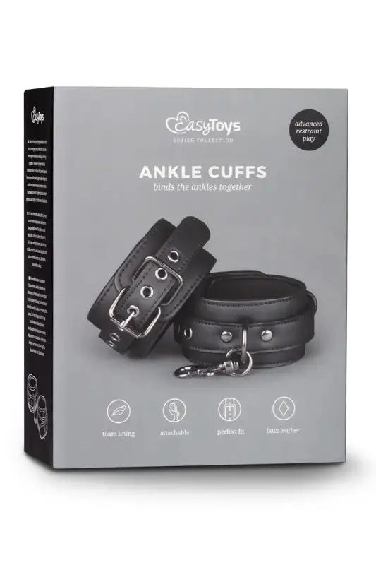 Menottes de chevilles en simili cuir noir très solides chez LollyDoll