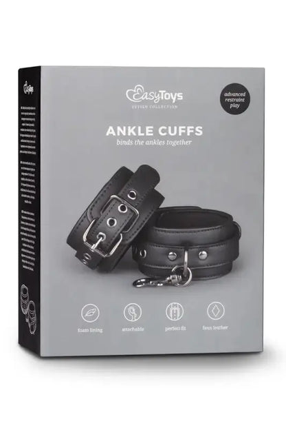Menottes de chevilles en simili cuir noir très solides chez LollyDoll