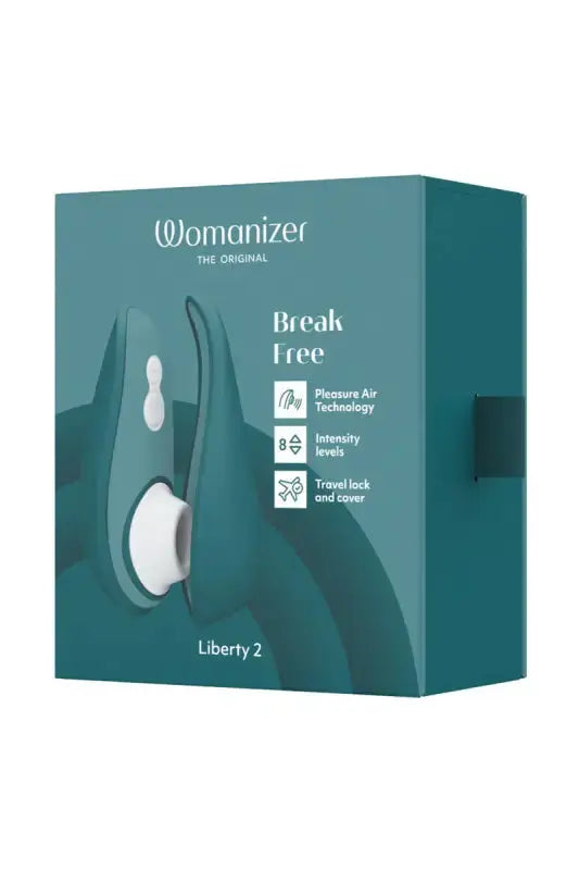 Stimulateur clitoridien Womanizer Liberty 2 bleu pétrole avec technologie Pleasure Air.