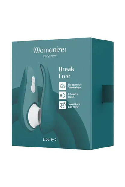 Stimulateur clitoridien Womanizer Liberty 2 bleu pétrole avec technologie Pleasure Air.
