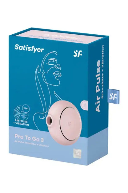 Stimulateur clitoridien Satisfyer Pro To Go 3 rose, avec fonctions d'ondes de pression et de vibration.
