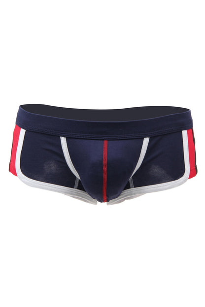 Mini boxer homme tissu épais bleu à liserés Paris Hollywood