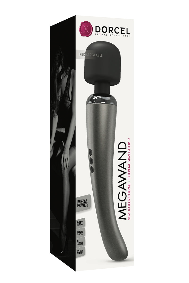 Stimulateur clitoridien wand rechargeable Megawand Silver Dorcel