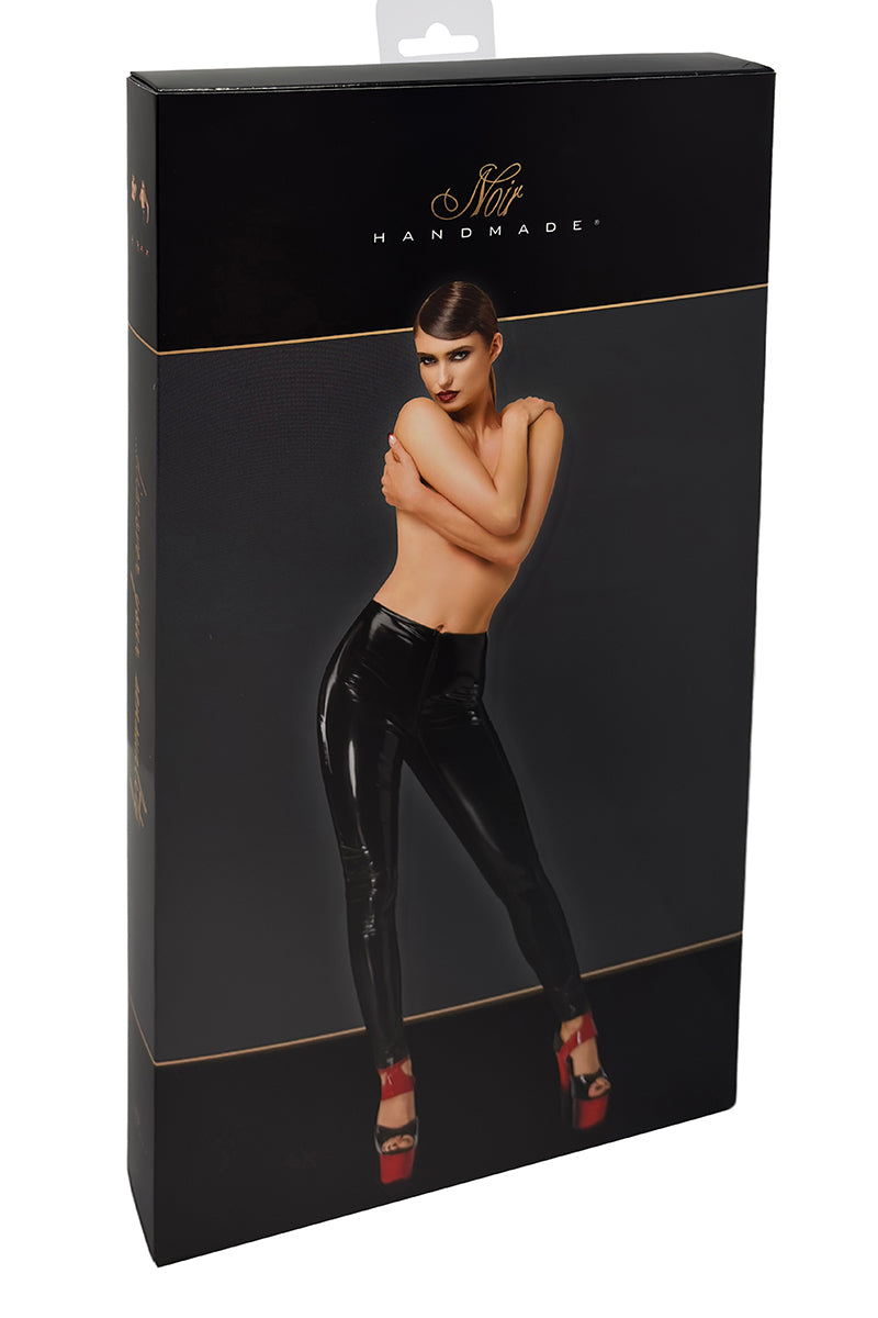 Pantalon skinny taille haute en vinyle Dominae Noir Handmade