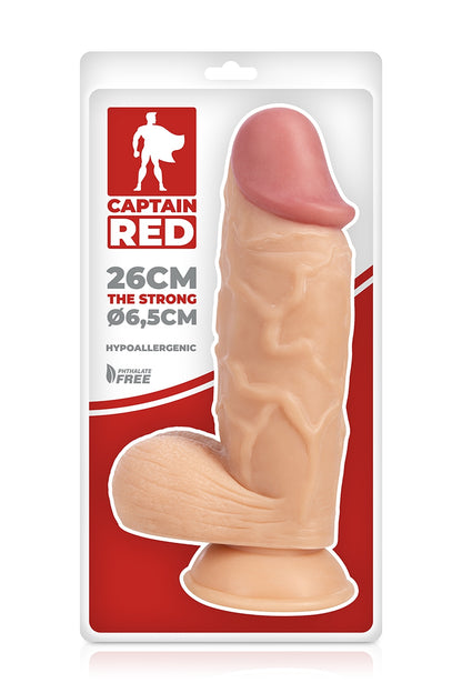 Gode XXL réaliste à ventouse The Strong Captain red
