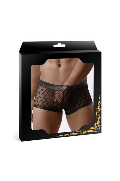Boxer homme maille transparente quadrillée noir Paris Hollywood