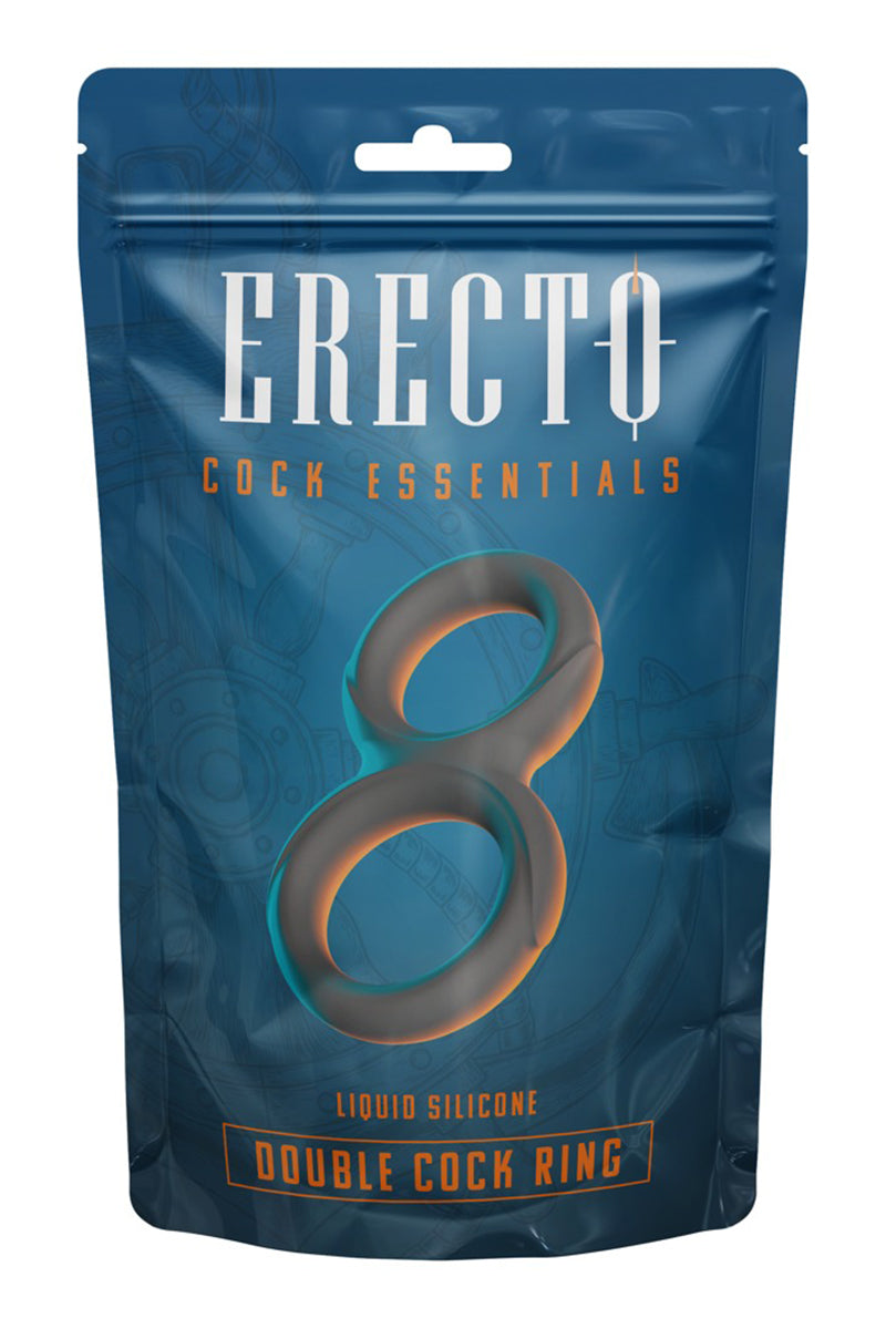 Double cockring pénis et testicules silicone liquide noir Erecto