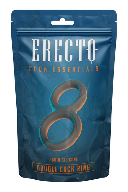 Double cockring pénis et testicules silicone liquide noir Erecto