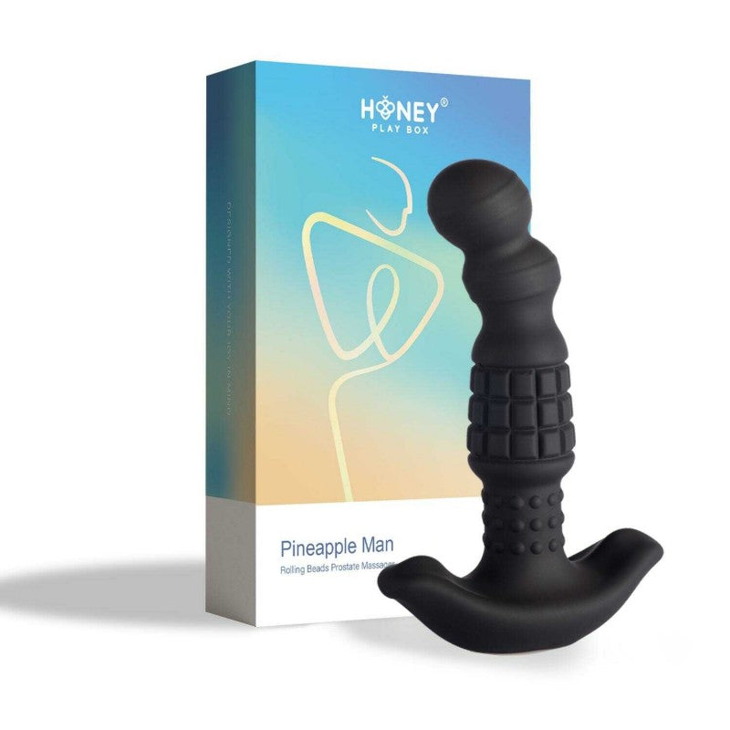 Masseur prostatique vibrant billes roulantes Pineapple Man – vue dessus textures billes roulantes