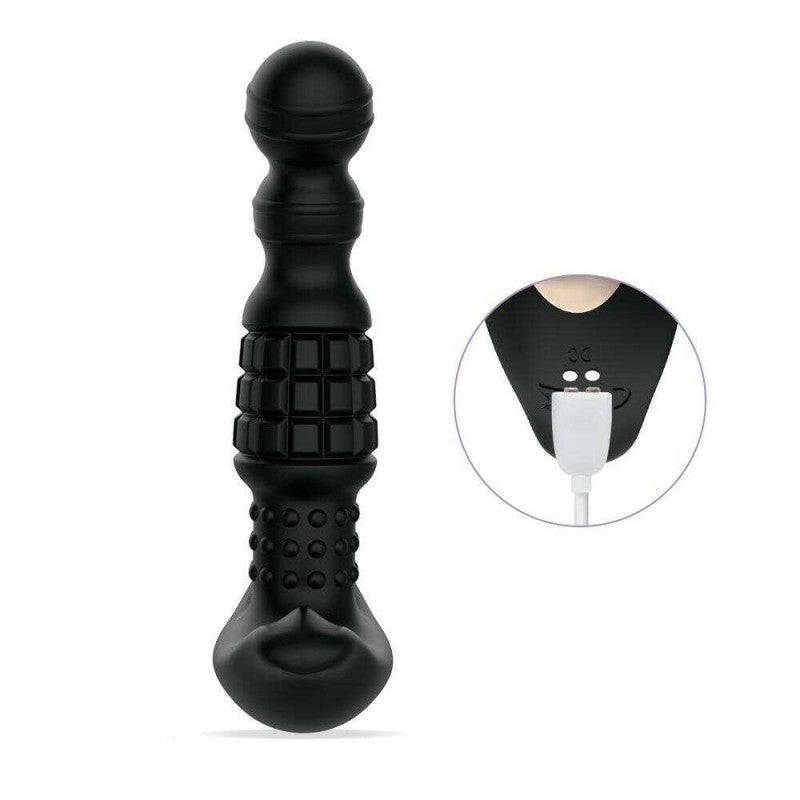 Masseur prostatique vibrant billes roulantes Pineapple Man – détail rangées de billes texturées au col silicone
