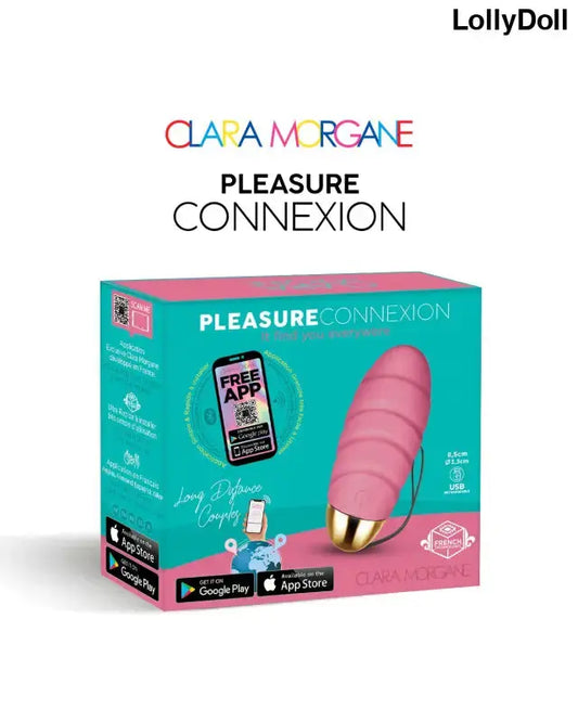 Oeuf vibrant Pleasure Connexion Rose - stimulateur élégant avec application, boîtier coloré et design moderne.