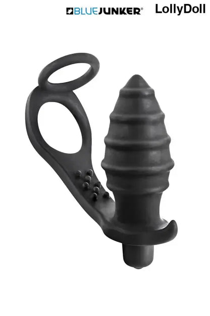Plug anal vibrant noir strié avec anneaux pénien de BlueJunker un jouet intime masculin pour des sensations hors du commun au meilleur prix sur LollyDoll