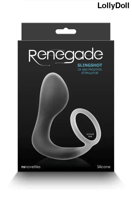 Stimulateur de prostate en silicone gris. Plug et cockring combinés