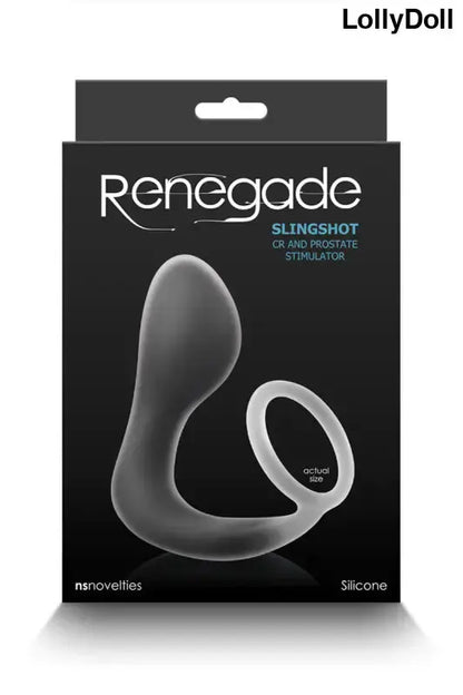 Stimulateur de prostate en silicone gris. Plug et cockring combinés