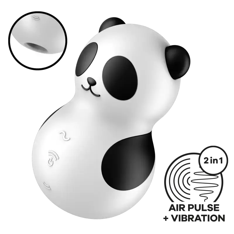 Vibromasseur Pocket Panda avec technologie de pulsation et vibration, design adorable pour le plaisir.