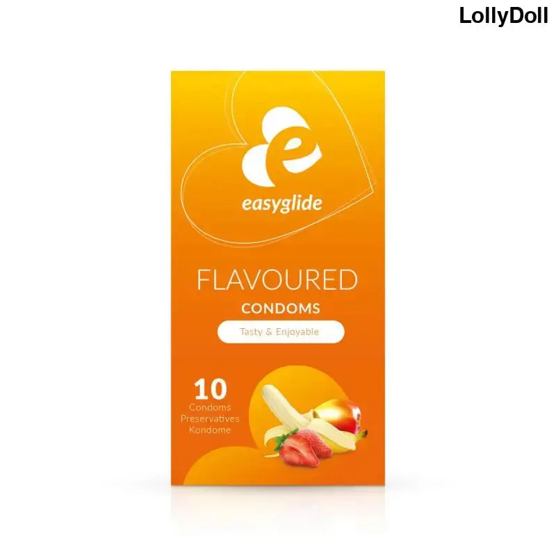 Préservatifs parfumés fraise mangue banane Easyglide - 10 pièces ultra fins 