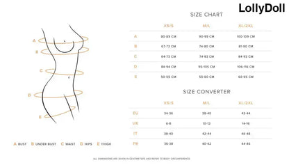 Guide des tailles de la robe sexy Punker en noir,