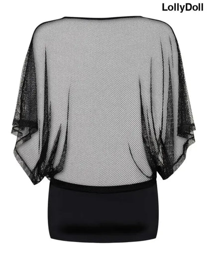 Robe sexy Punker en noir, mailles fines col rond mini et très sexy