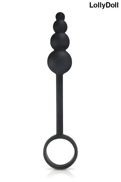 Jouet anal ou Plug anal en silicone noir avec anneau pénien pour double sensation. Sur LollyDoll
