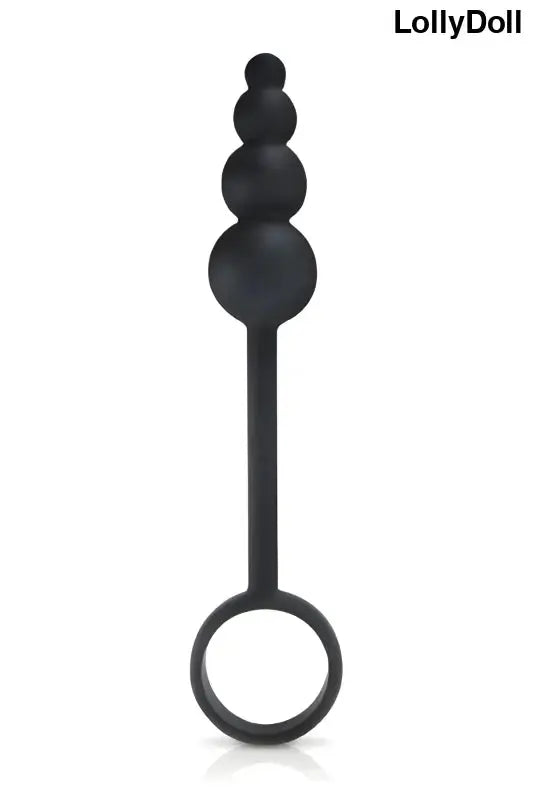 Jouet anal ou Plug anal en silicone noir avec anneau pénien pour double sensation. Sur LollyDoll