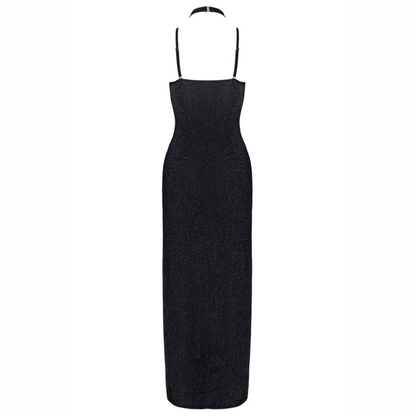 Robe longue clubwear décolleté plongeant tailles S à XL LollyDoll Robe Longue Décolleté Plongeant