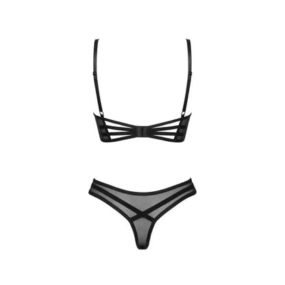 Ensemble Roxelia 2 pièces en noir, lingerie sexy avec soutien-gorge et culotte en dentelle.