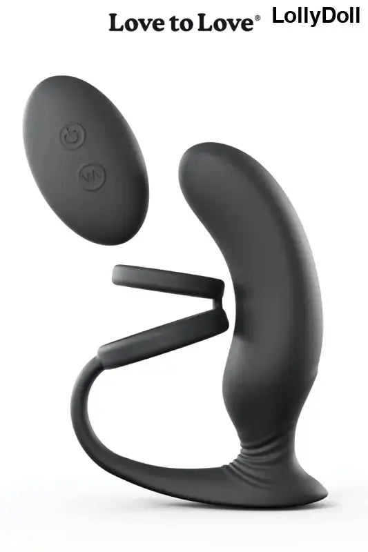 Masseur de prostate noir avec télécommande et cockring combiné. Stimulateur prostate chez LollyDoll
