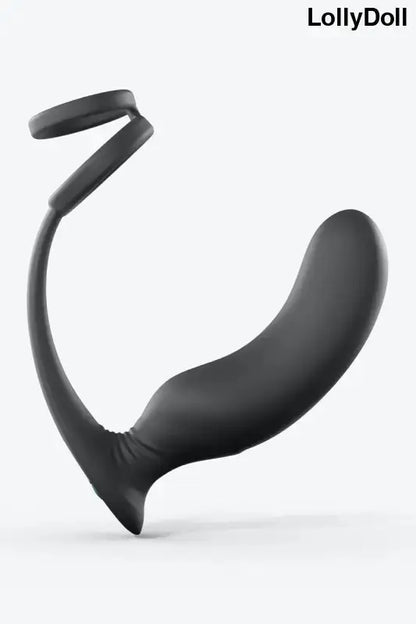 Masseur de prostate noir avec anneau. Stimulateur prostate efficace
