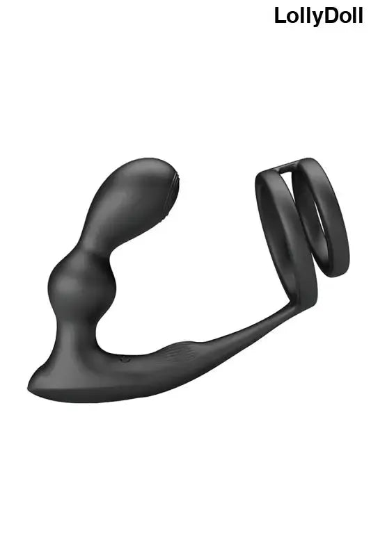 Anneau de bite en silicone noir avec masseur de prostate , Stimulateur prostatique efficace