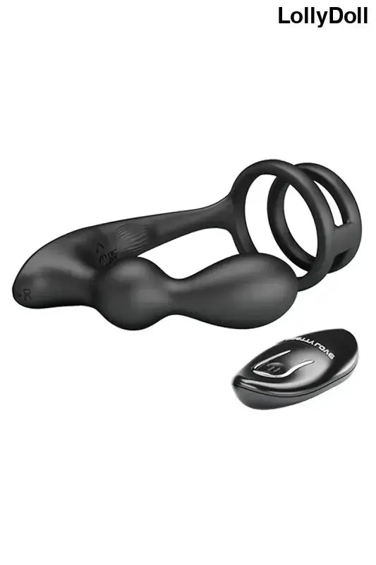 Anneau en silicone noir avec Stimulateur prostatique télécommandé