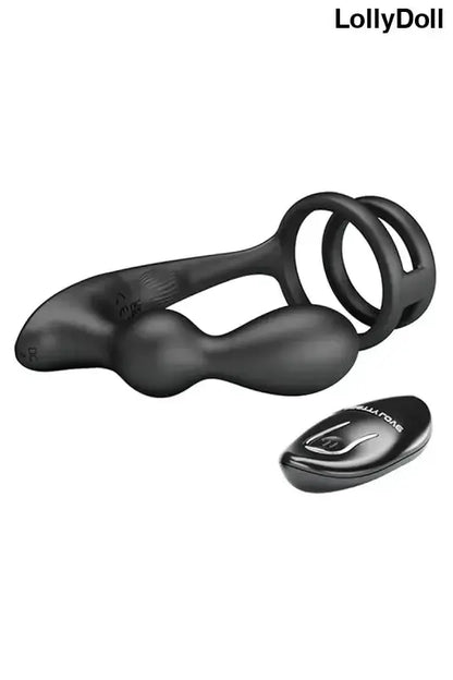 Anneau en silicone noir avec Stimulateur prostatique télécommandé