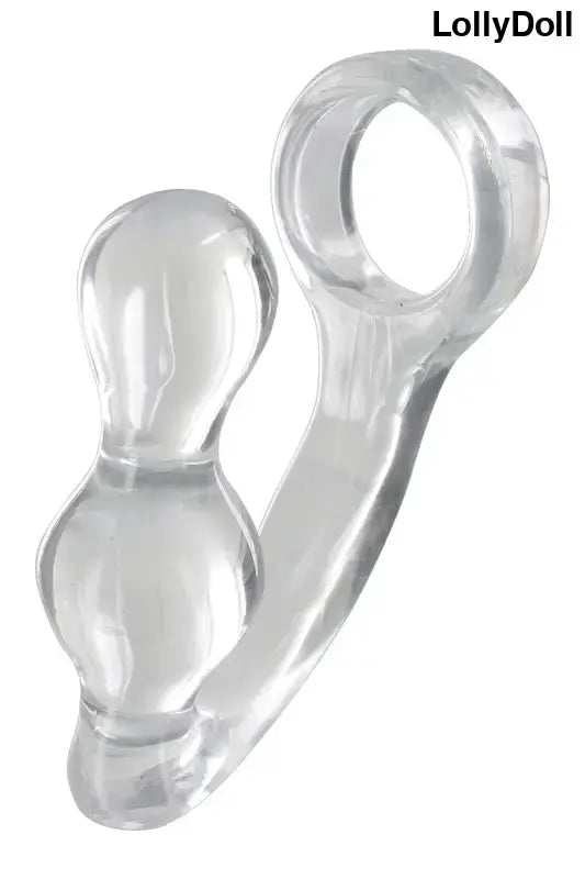 Cockring combiné Stimulateur prostatique en TPE transparent dispo chez LollyDoll