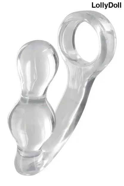 Cockring combiné Stimulateur prostatique en TPE transparent dispo chez LollyDoll