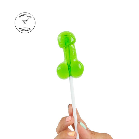 Sucette pénis alcoolisée Caipirinha verte, l'accessoire parfait pour des soirées amusantes.