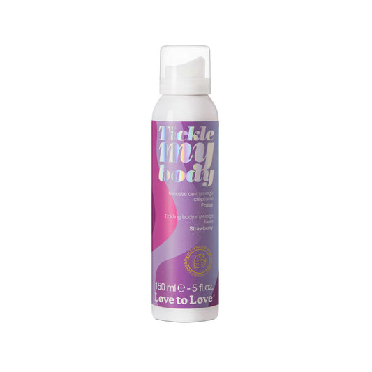 Mousse massage crépitante érotique fraise Love to Love Tickle My Body — flacon doseur 150ml