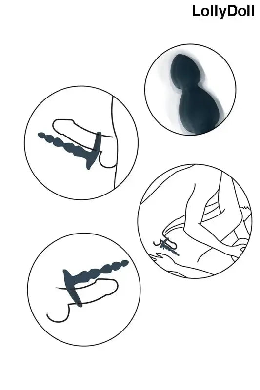 Croquis du mode d'utilisation du Vibromasseur double pénétration cockring pour double pénétration sur LollyDoll