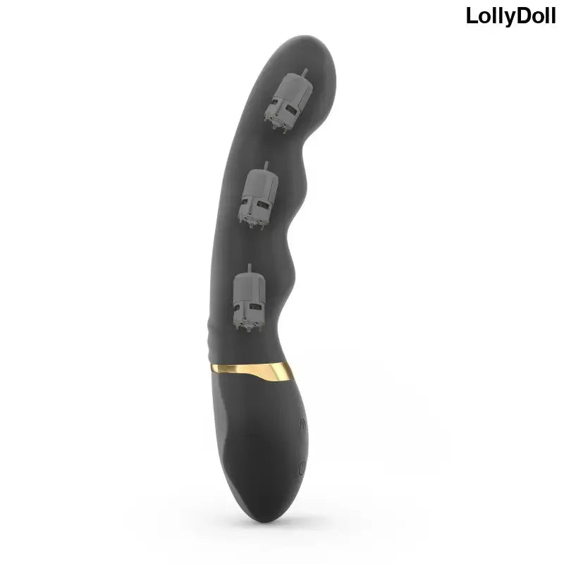 Vibromasseur Dorcel Too Much 2.0 en noir et or, conçu pour des sensations inoubliables chez LollyDoll.