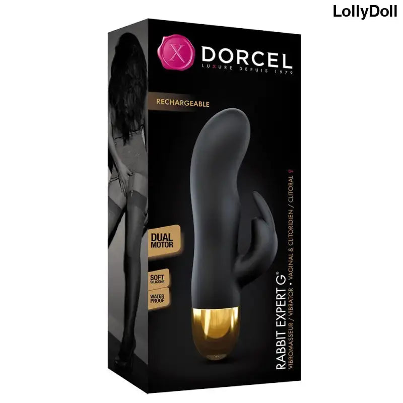 Découvrez le Vibromasseur Rabbit Expert G en Noir et Or, un jouet sensuel et élégant pour des plaisirs intenses. Sa forme ergonomique combine stimulations clitoridienne et vaginale pour une expérience unique. Ajoutez une touche de luxe à vos moments intimes avec ce vibromasseur sophistiqué. Disponible chez LollyDoll.