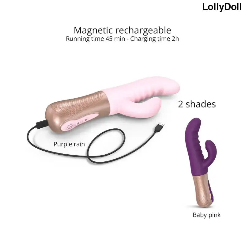 Vibromasseur Sassy Bunny en rose bébé, rechargeable, haut de gamme pour des sensations intenses.