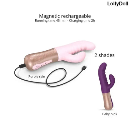 Vibromasseur Sassy Bunny en rose bébé, rechargeable, haut de gamme pour des sensations intenses.