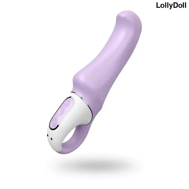 Vibromasseur Satisfyer Vibes Charming Smile couleur violette avec design ergonomique et bouton de contrôle.